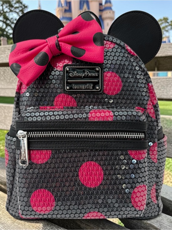 Loungefly Disney Parks Pink Polka Dot Sequin Mini Backpack